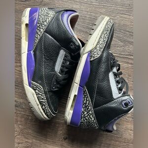 Nike Air Jordan 3 Retro "Court Purple" Black and Purple Men's Sneakers 11 Size